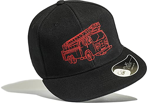 Feuerwehr Kappe Kinder - Basecap Feuerwehrmann - Jungen Cap Feuerwehrauto (One Size/Schwarz) von Baddery