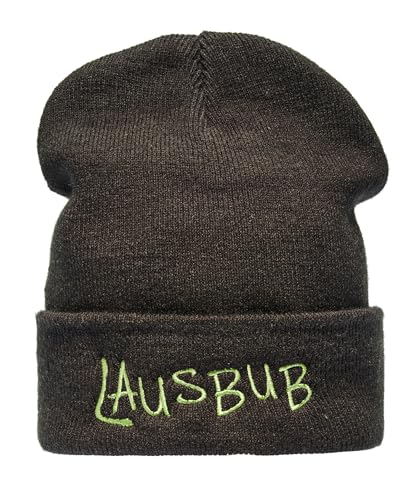 Kinder Mütze : Lausbub - Strickmütze für Jungen & Mädchen - Ski Wintermütze Beanie (One Size - Schwarz) von Baddery