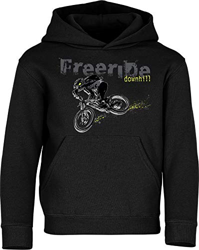 Kinder Pullover: Freeride Downhill - Hoodie Kapuzenpullover Pulli Fahrrad Geschenk-e Jungen & Mädchen - Radfahrer-in Mountain Bike MTB BMX Roller Rad Outdoor Junge Kind Sport Trikot Geburtstag (128) von Baddery