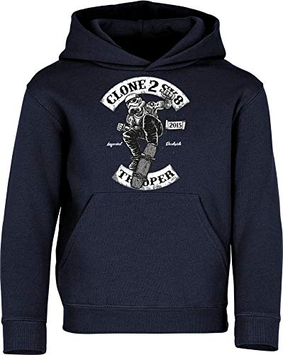 Kinder Pullover: Skate Trooper - Hoodie Kapuzenpullover Pulli Skateboard Skaten Skater Skaters Board SK8 - Geschenk Kleidung Junge Jungen Mädchen Kind Sport (Navy 140) von Baddery