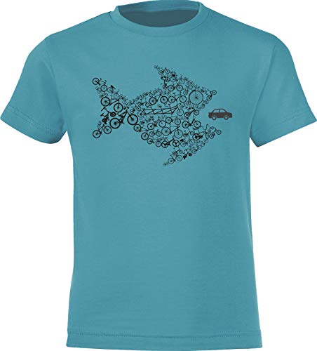 Baddery Fahrrad T-Shirt Kinder - Bikes of The World Organize - Radfahrer Bekleidung Jungen & Mädchen - Outdoor Kleidung (Swimming Pool 152/164) von Baddery