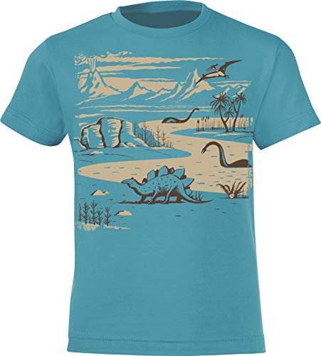 Kinder T-Shirt: Dinoland - Dino Planet Dinosaurier - Shirt für Jungen Junge & Mädchen Geschenk-Idee zum Geburtstag für Kind Kinder Birthday Pyjama Sport Ice Jurassic (110/116) von Baddery