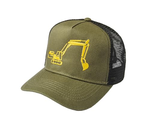 Baddery Kinder Trucker Cap : Bagger - Basecap Cappy Jungen - Mütze Arbeitskleidung (Olivgrün-Schwarz) von Baddery