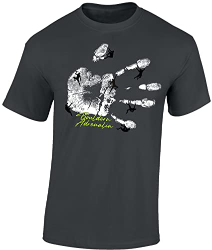 Kletter Tshirt : Bouldern Adrenalin - T-Shirt Kletter Zubehör - Outdoor Ausrüstung - Bouldern Geschenk (Dark Grey L) von Baddery