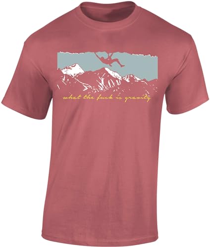 Kletter Tshirt : What is Gravity ? - T-Shirt Kletter Zubehör - Outdoor Ausrüstung - Bouldern Geschenk (Ancient Pink M) von Baddery