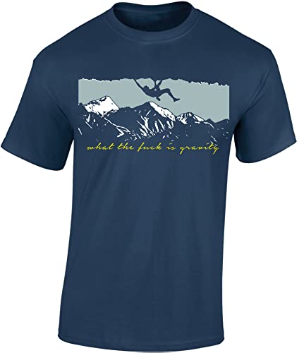 (A) Kletter Tshirt : What is Gravity ? - T-Shirt Kletter Zubehör - Outdoor Ausrüstung - Bouldern Geschenk (Denim Blue XXL) von Baddery