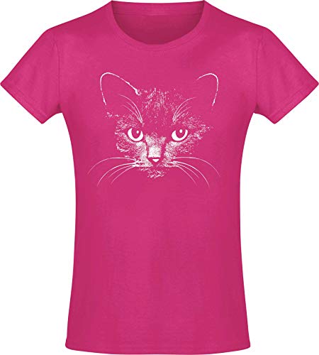 Mädchen T-Shirt: Katze - Kätzchen - Baby Kitty Kitten - Niedlich - Cat Cats Kater - Süss - Tier Tiere - Geburtstag-s Shirt Kinder Kind Kid-s - Geschenk-Idee - Freundin - Pink Niedlich (152) von Baddery