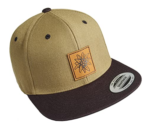 Outdoor Cap Herren : Edelweiß (Leder-Patch) - Basecap Herren & Damen - Kletter Ausrüstung Wander Zubehör (Grün-Schwarz One Size) von Baddery