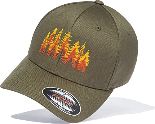 Outdoor Cap Herren Flexfit : Autumn Forest - Basecap Herren & Damen - Kletter Ausrüstung Wander Zubehör (L-XL) von Baddery