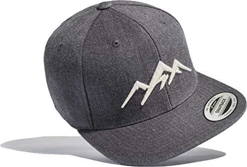 Baddery Outdoor Cap Flexfit Snapback : 3 Peaks - Kappe Herren & Damen - Kletter Ausrüstung Wander Zubehör (Grau - One Size) von Baddery