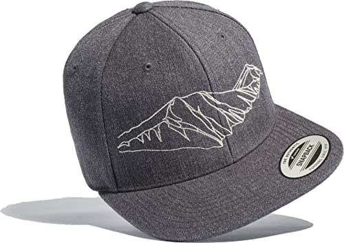 (A) Outdoor Cap Herren Flexfit Snapback : Mountain Range - Basecap Herren & Damen - Kletter Ausrüstung Wander Zubehör (Grau - One Size) von Baddery