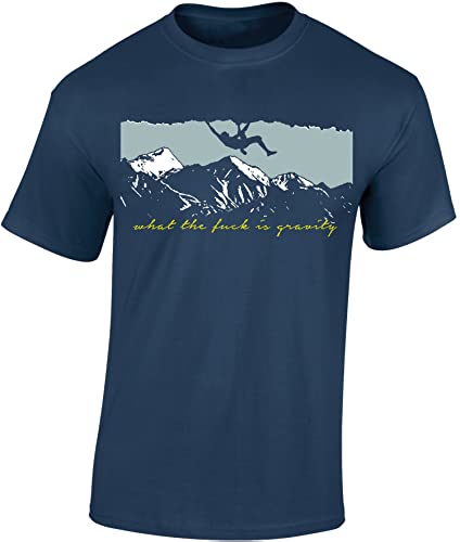 Kletter Tshirt : What is Gravity ? - T-Shirt Kletter Zubehör - Outdoor Ausrüstung - Bouldern Geschenk (Denim Blue XL) von Baddery