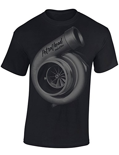 Auto Tuning T-Shirt für Herren: Turbolader - Motorsport Shirt Männer - Mechaniker & Autoliebhaber Geschenke (Schwarz M) von Baddery