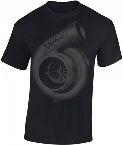 Baddery Auto Tuning T-Shirt für Herren: Turbolader - Motorsport Shirt Männer - Mechaniker & Autoliebhaber Geschenke (Schwarz M) von Baddery