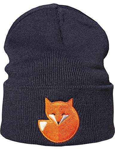 Baddery Strickmütze - Fuchs - Unisex Outdoor Mütze für Herren und Damen - Fox Beanie (One Size - Navy Blau) von Baddery