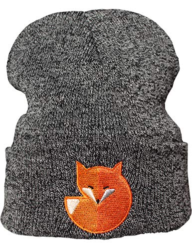 Baddery Strickmütze - Fuchs - Unisex Outdoor Mütze für Herren und Damen - Fox Beanie (One Size - Antique Grey) von Baddery