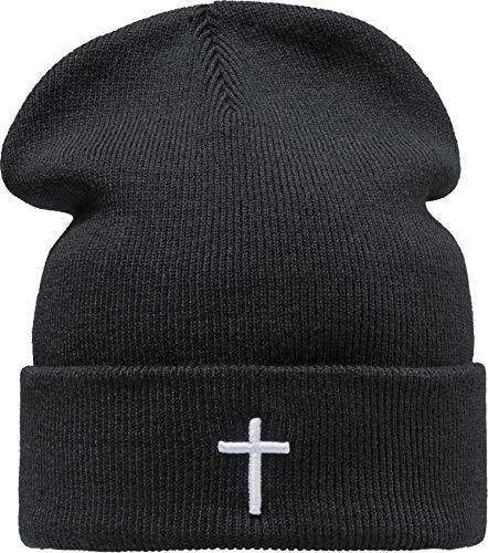 Strickmütze: Kreuz - Jesus Christus Gott Christ Christlich Gebet Kirche Holy Pray Passion - Wintermütze Beanie Workwear Mütze - Damen & Herren Frau-en & Männer Urban Sport (One Size Schwarz-Weiß) von Baddery