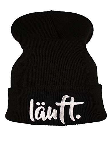 Baddery: Strickmütze - läuft - Unisex Beanie Mütze für Herren und Damen - Laufmütze Jogging Running (One Size - Schwarz) von Baddery