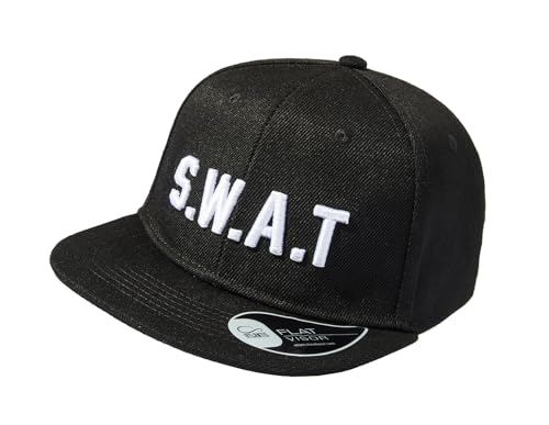 Swat Cap Kinder : S.W.A.T. - Polizei Mütze - SEK Kappe für Jungen - Polizei Hut - Police Basecap (One Size - Schwarz) von Baddery