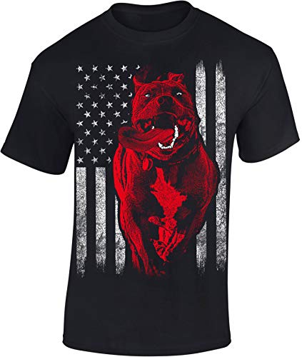 (A) Hunde T-Shirt Herren - American Pitbull Terrier - Geschenk für Hundebesitzer und Hundeliebhaber - Gassi Tshirt Hund/Kampfhund (Schwarz L) von Baddery