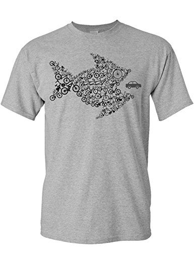 Baddery Fahrrad T-Shirt Herren : Bikes of The World Organize - E-Bike Rennrad Zubehör (Heather Grey XXL) von Baddery