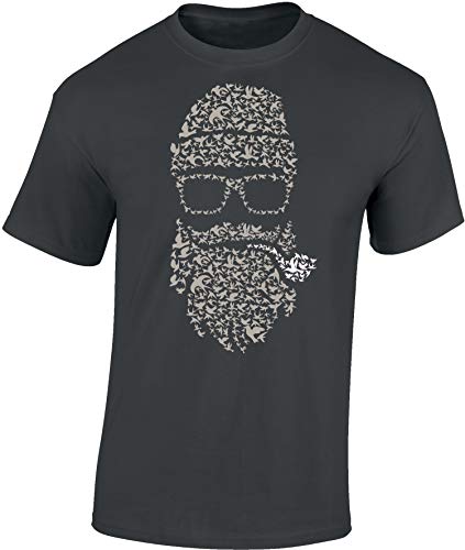 Baddery Fun Tshirt Herren - Bird's Beard - Männer Bart T-Shirt - Bartträger Barbier Vollbart Shirt (Dark Grey 3XL) von Baddery