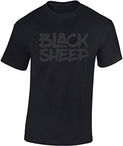 Baddery Streetwear Tshirt Herren - Black Sheep - Männer T-Shirt - Gangster Kampfsport Gamer Rapper (Schwarz 3XL) von Baddery