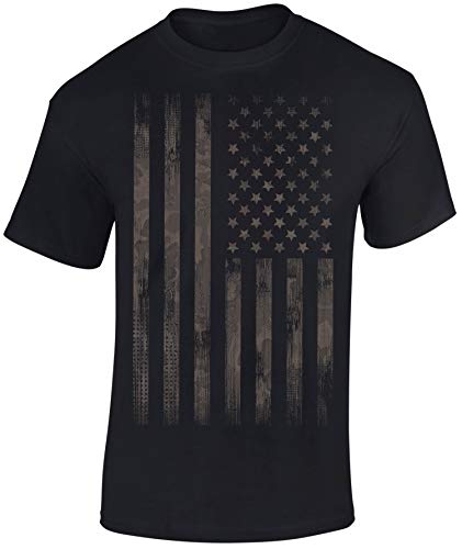 USA Flagge Shirt Herren - Stars and Stripes/Camo Style - US Army T-Shirt Männer - Chopper Biker Tshirt (Schwarz M) von Baddery