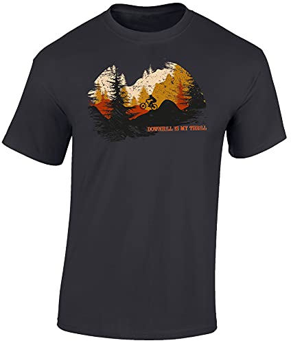 Fahrrad T-Shirt Herren : Downhill is My Thrill - Sport Tshirts Herren - Mountainbike Shirt (Mouse Grey 3XL) von Baddery