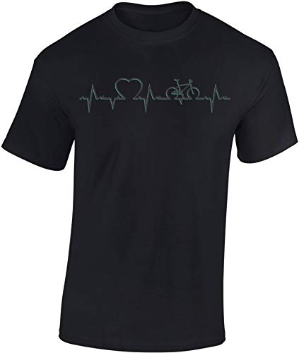 (A) T-Shirt Herren : Heartbeat Bike - Sport Tshirts Herren - Fun Shirts Männer (Schwarz 3XL) von Baddery