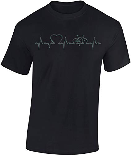 (A) T-Shirt Herren : Heartbeat Bike - Sport Tshirts Herren - Fun Shirts Männer (Schwarz L) von Baddery