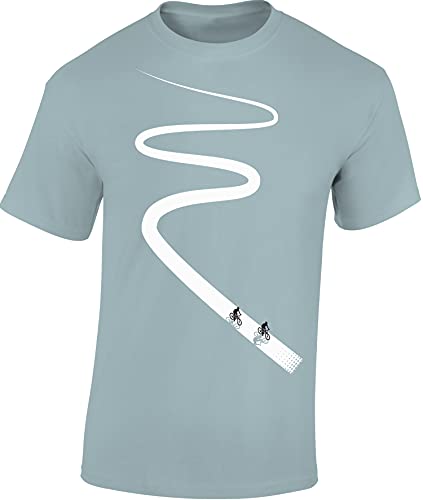 Baddery Fahrrad T-Shirt Herren : Radweg - Fun Shirts Männer (Ice Blue M) von Baddery