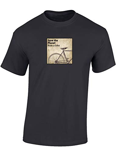 (A) Fahrrad T-Shirt Herren : Save The Planet, Ride a Bike - Sport Tshirts Herren - Rennrad Zubehör (Mouse Grey L) von Baddery