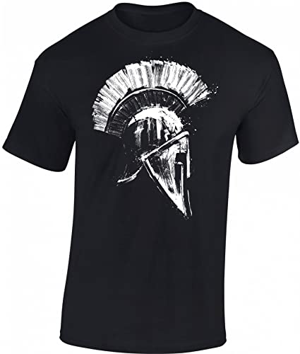 Baddery Gym Shirt Herren : Spartaner - Sparta T-Shirt - Spartan Tshirt (Schwarz XXL) von Baddery