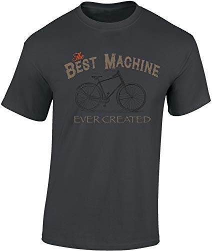 (A) Fahrrad T-Shirt Herren : The Best Machine - Sport Tshirts Herren - E-Bike Zubehör (Dark Grey XXL) von Baddery