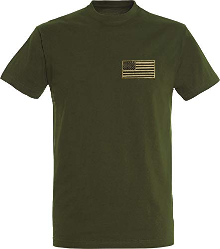 US Army Shirt Herren - USA Flagge Patch - USA Tshirt Männer - Stars and Stripes T-Shirt (Army 3XL) von Baddery