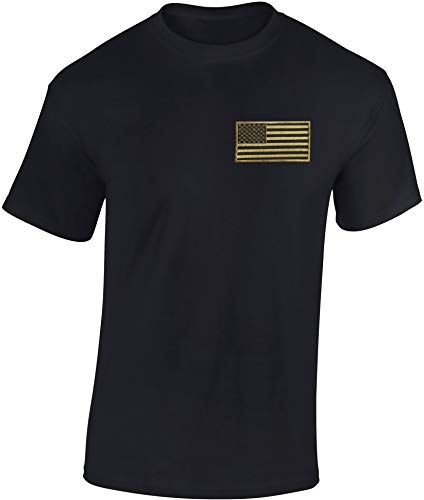 US Army Shirt Herren - USA Flagge Patch - USA Tshirt Männer - Stars and Stripes T-Shirt (Schwarz 3XL) von Baddery