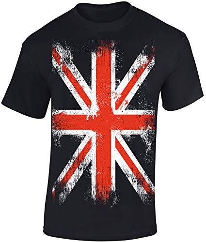 England Tshirt Herren - Union Jack - Großbritannien Flagge T-Shirt Herren - UK Great Britain Shirt (Schwarz M) von Baddery