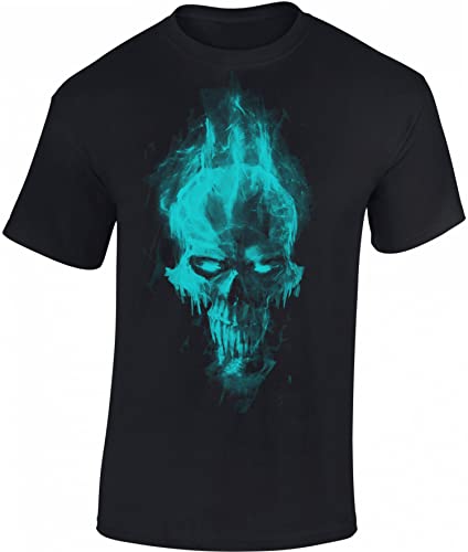 Totenkopf Shirt Herren - Dämon Schädel - Horror T-Shirt Männer - Skull Tshirt - Halloween Death Biker (3XL) von Baddery