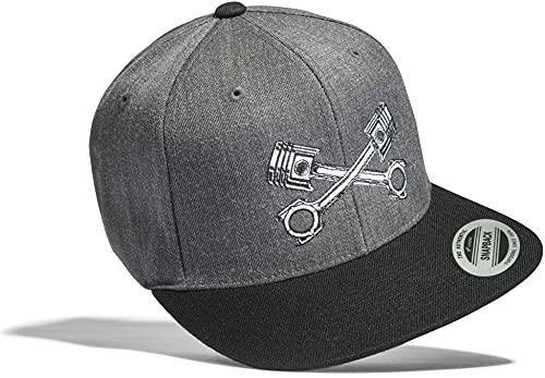 Tuner Cap Herren Flexfit Snapback : Kolben - Basecap Herren & Damen Baseball Cap Männer - Rennsport Cap (One Size Grey) von Baddery