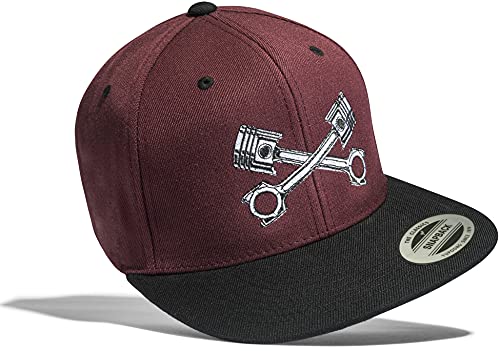 Tuner Cap Herren Flexfit Snapback : Kolben - Basecap Herren & Damen Baseball Cap Männer - Rennsport Cap (One Size Red) von Baddery