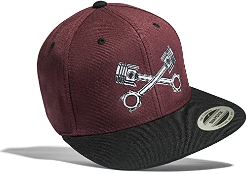 Baddery Tuner Cap Flexfit Snapback : Kolben - Rennsport Kappe Herren & Damen (One Size Red) von Baddery