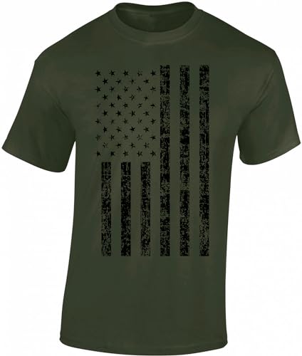 USA Flagge Shirt Herren - Black Stars and Stripes - US Army T-Shirt Männer - Amerika Tshirt (Army XXL) von Baddery