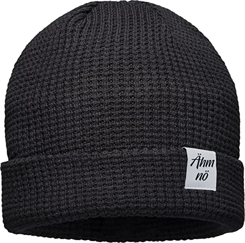 Unisex Organic Cotton Beanie : Ähm nö (Patch) - Mütze Herren Winter - Bio Baumwolle Strickmütze Damen (schwarz) von Baddery