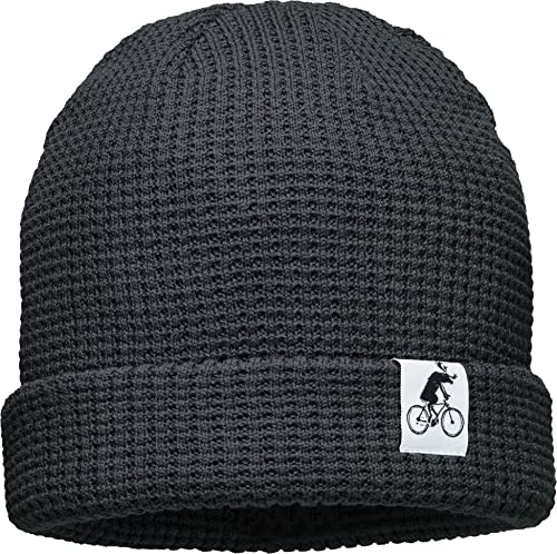 (A) Unisex Organic Cotton Beanie : Fahrrad Elch (Patch) - Mütze Herren Winter - Bio Baumwolle Strickmütze Damen - Fahrradmütze (grau) von Baddery