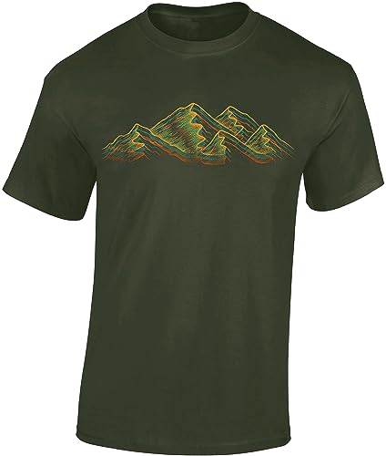 Wander Tshirt Herren : Alpen - Kletter T-Shirt Männer - Geschenk für Wanderfreunde - Bergsteiger Ausrüstung (Army 3XL) von Baddery