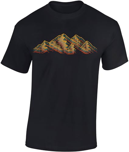 Baddery Wander Tshirt Herren : Alpen - Kletter T-Shirt Männer - Geschenk für Wanderfreunde - Bergsteiger Ausrüstung (Schwarz 4XL) von Baddery