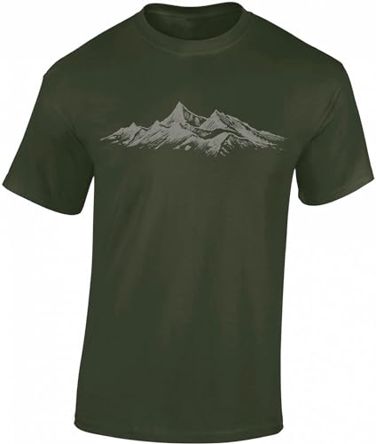 Wander Tshirt Herren : Alpengipfel - Kletter T-Shirt Männer - Geschenk für Wanderfreunde - Bergsteiger Ausrüstung (Army S) von Baddery