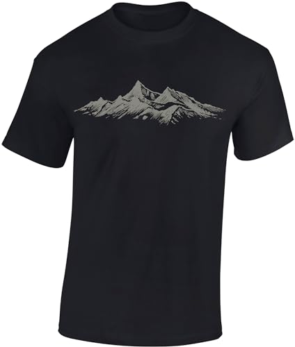 Wander Tshirt Herren : Alpengipfel - Kletter T-Shirt Männer - Geschenk für Wanderfreunde - Bergsteiger Ausrüstung (Schwarz M) von Baddery