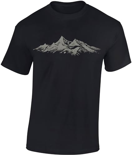 Wander Tshirt Herren : Alpengipfel - Kletter T-Shirt Männer - Geschenk für Wanderfreunde - Bergsteiger Ausrüstung (Schwarz S) von Baddery